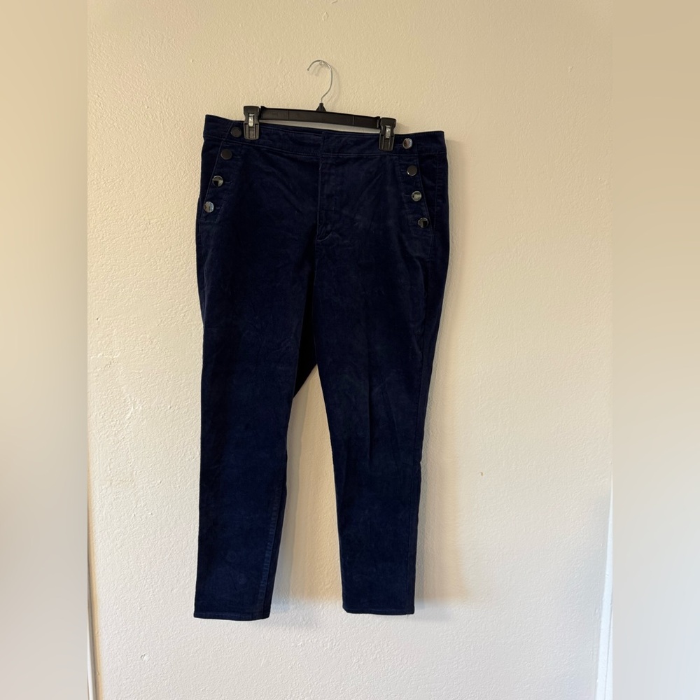 LOFT Navy Velvet Pants, Size 18